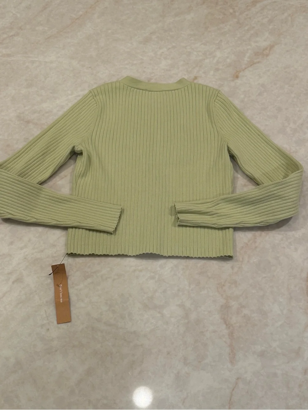 Reformation Ribbed V-Neck Button Cardigan - Light Sage